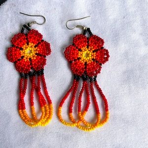 Flower bead boho earrings